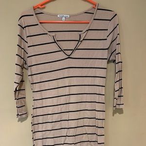 Tan/Black stripped body con dress!